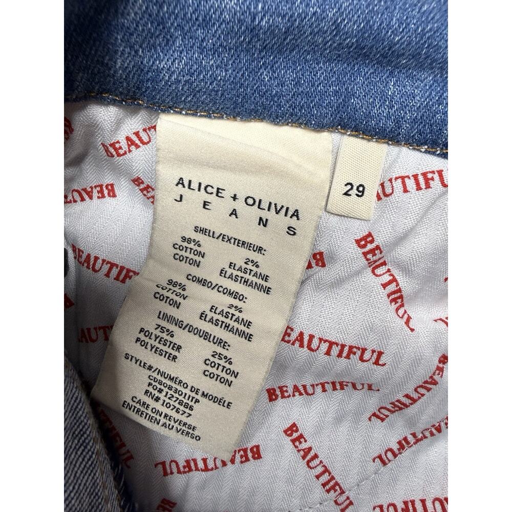 Alice + Olivia Beautiful Indigo Twirl Patchwork Flare Jeans Size 29 $495 - Picture 9 of 10